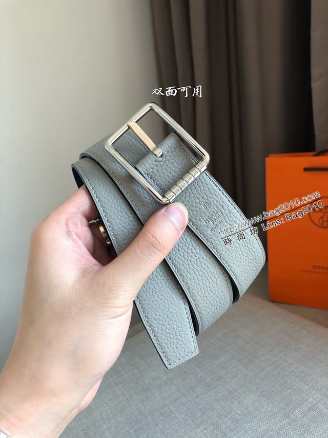 HERMES高端男士皮帶 愛馬仕CODE 32 REVERSIBLE BELT皮帶 愛馬仕金屬扣雙面用腰帶  jjp1118